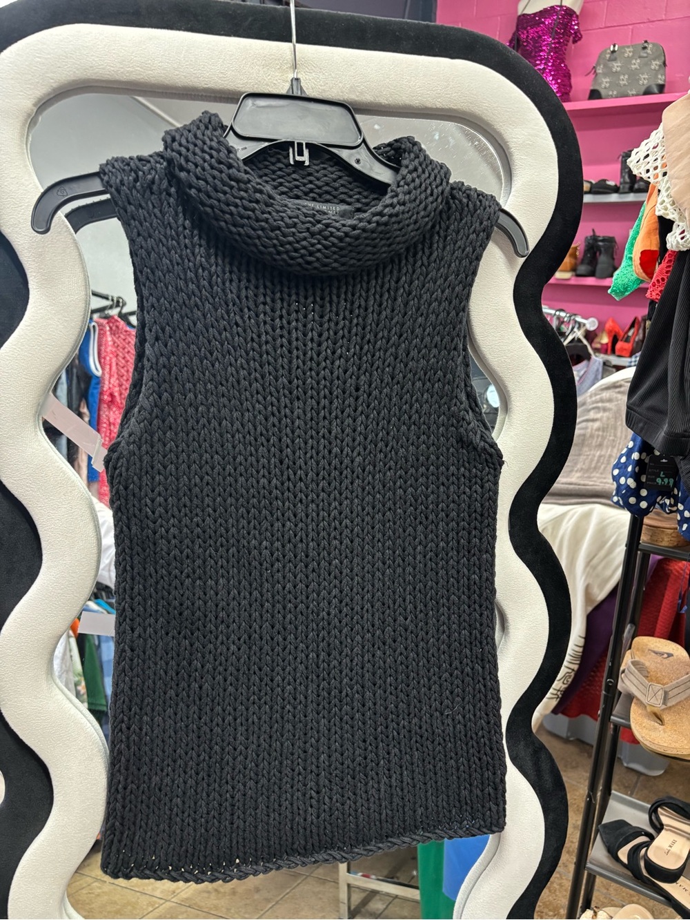 Vintage The Limited Black Sleeveless Cowl Neck Knit Top